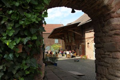 Das Bild zeigt einen offenen efeubewachsenen Torbogen. Man sieht durch den Bogen den Bauernhof. (Foto: Ministerium der Finanzen LSA) Das Bild zeigt einen offenen efeubewachsenen Torbogen. Man sieht durch den Bogen den Bauernhof. (Foto: Ministerium der Finanzen LSA)