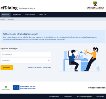 Das Bild zeigt die Startseite des efDialog. 