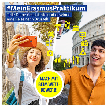 Auf dem Bild sind zwei jugendliche Personen abgebildet. Links ein Mädchen welches ein Selfie macht. Rechts ein Junge der ebenfalls ein Selfie macht. 