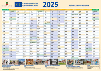 Das Foto zeigt einen beispielhaften Wandplaner für 2025. 