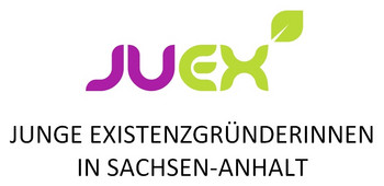 Das Bild zeigt das offizielle Logo des ESF-Projektes juEX - junge Existenzgründerinnen.