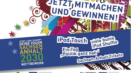Das Bild zeigt den offiziellen Flyer zur Aktiion 'Deine Vision für Sachsen-Anhalt', Quelle: IMG
