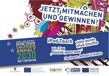 Das Bild zeigt den offiziellen Flyer zur Aktiion 'Deine Vision für Sachsen-Anhalt', Quelle: IMG