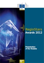 Das Bild zeigt das Deckblatt des offiziellen Flyers der EU-Kommission (DG REGIO) zu den RegioStars Awards 2012, Bild: EU-Kommission